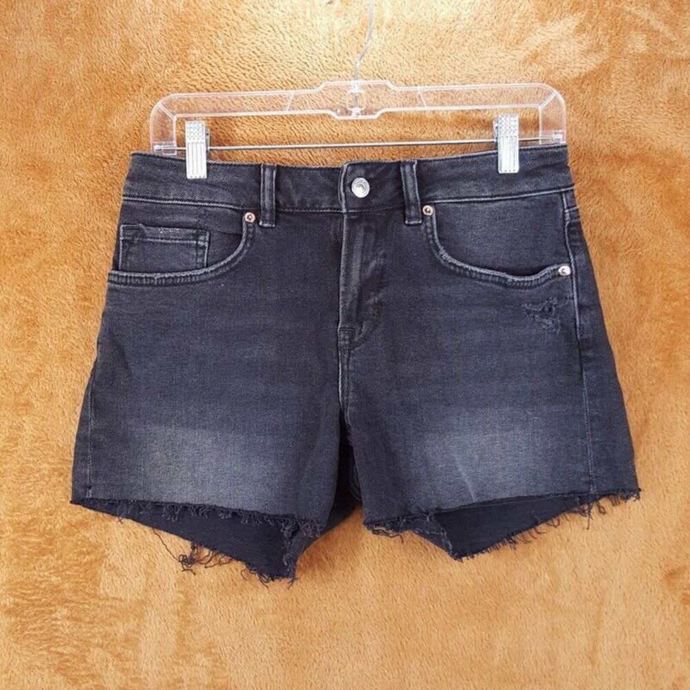 ALL SAINTS Womens Jean Shorts Size 27 Faded Black Wash MERA Cut Off Frayed